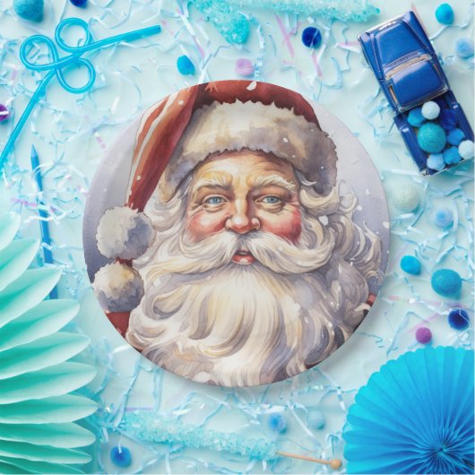 Retro Santa Claus in einem Red Hat Weihnachten Pappteller (Party)