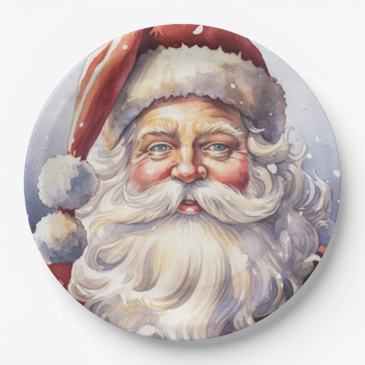 Retro Santa Claus in einem Red Hat Weihnachten Pappteller (Vorderseite)