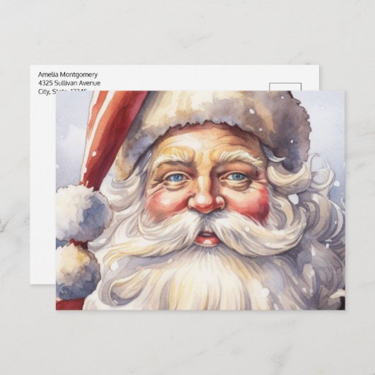 Retro Santa Claus in einem Red Hat Weihnachten Postkarte (Vorne/Hinten)