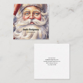 Retro Santa Claus in einem Red Hat Weihnachten Quadratische Visitenkarte