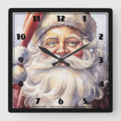 Retro Santa Claus in einem Red Hat Weihnachten Quadratische Wanduhr (Vorderseite)