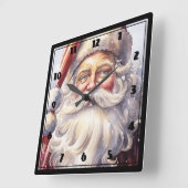 Retro Santa Claus in einem Red Hat Weihnachten Quadratische Wanduhr (Winkel)