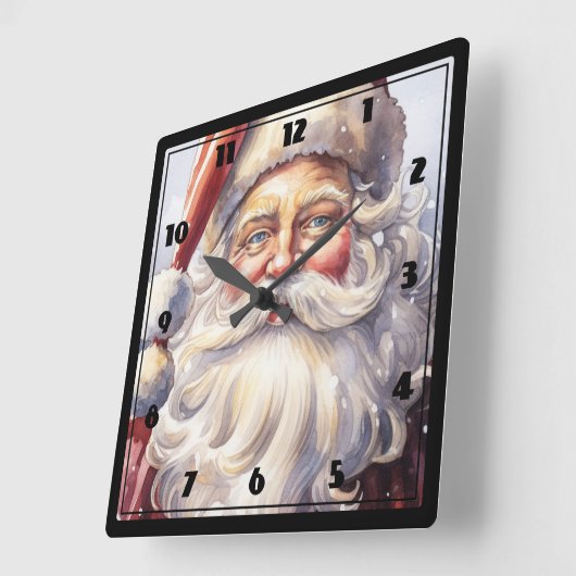 Retro Santa Claus in einem Red Hat Weihnachten Quadratische Wanduhr (Winkel)