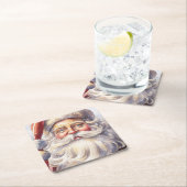 Retro Santa Claus in einem Red Hat Weihnachten Rechteckiger Pappuntersetzer (Vor Ort)