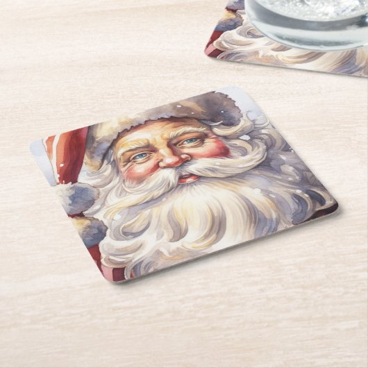 Retro Santa Claus in einem Red Hat Weihnachten Rechteckiger Pappuntersetzer (angewinkelt)