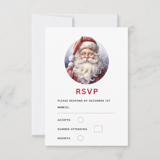 Retro Santa Claus in einem Red Hat Weihnachten RSVP Karte (Vorderseite)