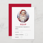 Retro Santa Claus in einem Red Hat Weihnachten RSVP Karte (Vorne/Hinten)