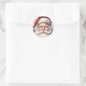 Retro Santa Claus in einem Red Hat Weihnachten Runder Aufkleber (Tasche)