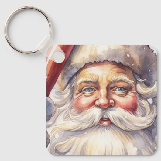 Retro Santa Claus in einem Red Hat Weihnachten Schlüsselanhänger (Vorderseite)