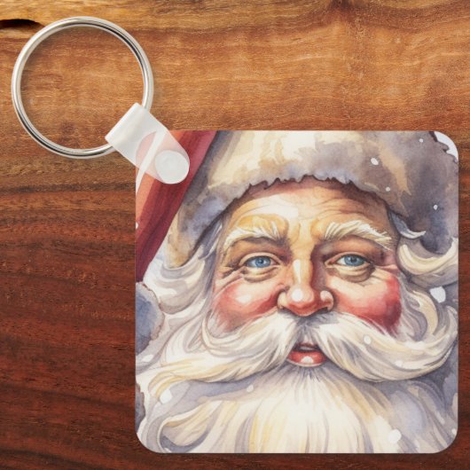 Retro Santa Claus in einem Red Hat Weihnachten Schlüsselanhänger (Vorderseite)