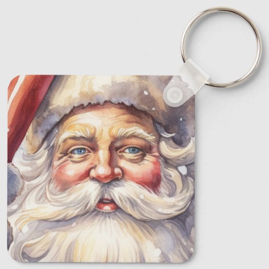 Retro Santa Claus in einem Red Hat Weihnachten Schlüsselanhänger (Rückseite)