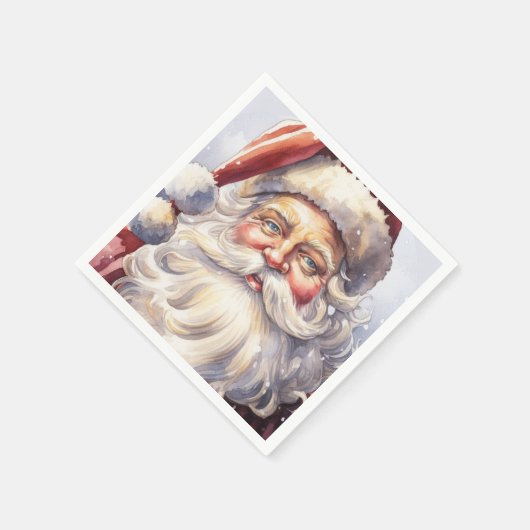 Retro Santa Claus in einem Red Hat Weihnachten Serviette (Ecke)