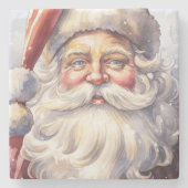 Retro Santa Claus in einem Red Hat Weihnachten Steinuntersetzer (Vorderseite)