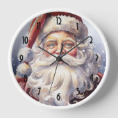 Retro Santa Claus in einem Red Hat Weihnachten Uhr (Vorderseite)