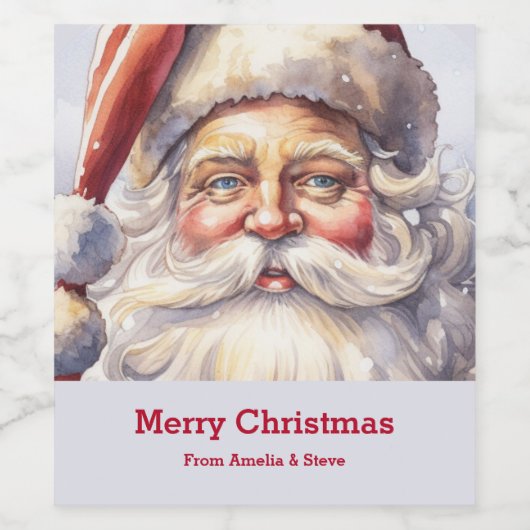 Retro Santa Claus in einem Red Hat Weihnachten Weinetikett (Einzelnes Label)