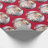 Retro Santa Claus in einem Red Hat Weihnachtsmuste Geschenkpapier (Ecke)