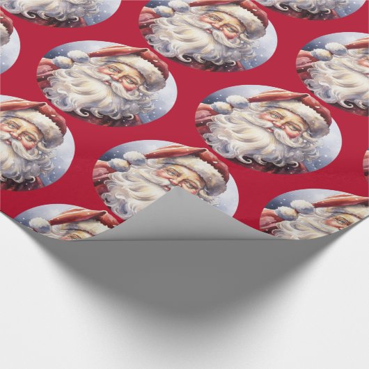 Retro Santa Claus in einem Red Hat Weihnachtsmuste Geschenkpapier (Ecke)