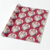 Retro Santa Claus in einem Red Hat Weihnachtsmuste Geschenkpapier (Ungerollt)