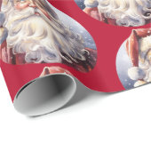 Retro Santa Claus in einem Red Hat Weihnachtsmuste Geschenkpapier (Rolleneckpunkt)
