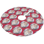 Retro Santa Claus in einem Red Hat Weihnachtsmuste Polyester Weihnachtsbaumdecke (Schrägansicht)
