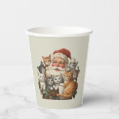 Retro Santa Claus & Kittens Christmas Winter 90s Pappbecher (Vorderseite)