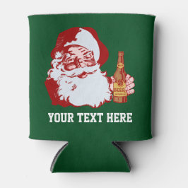 Retro Santa Claus mit Bierweihnachtsgebäck Dosenkühler