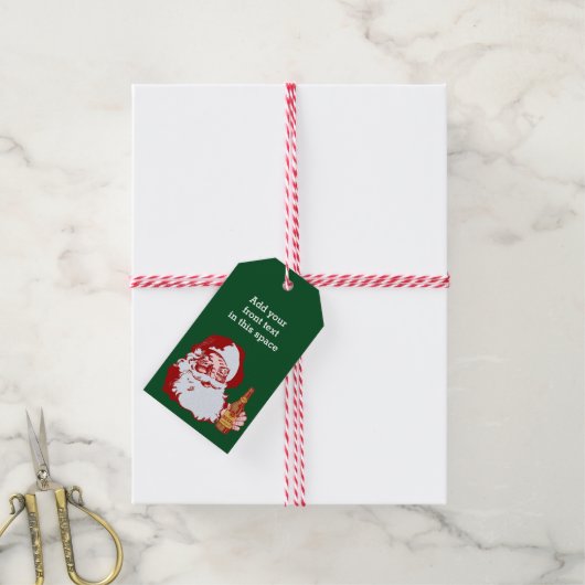 Retro Santa Claus mit Bierweihnachtsgebäck Geschenkanhänger (Mit Garn)