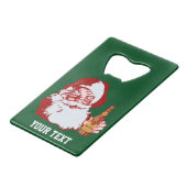 Retro Santa Claus mit einem Bier Weihnachten Custo Geldbeutel Flaschenöffner (Rückseite Schrägansicht)
