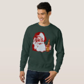 Retro Santa Claus mit einem Bierweihnachtsfest Sweatshirt (Vorne ganz)