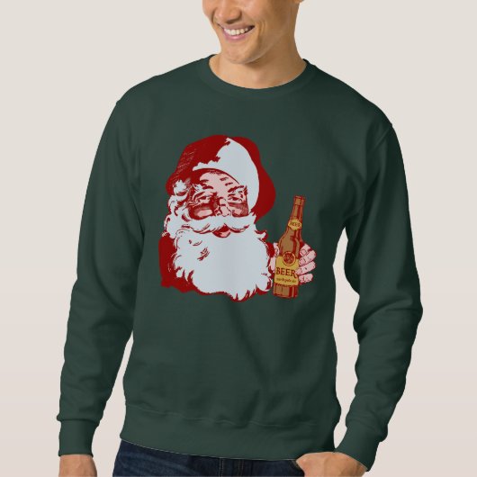 Retro Santa Claus mit einem Bierweihnachtsfest Sweatshirt (Vorderseite)