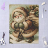 Retro Santa Claus mit Geschenken Dekoupage Seidenpapier (Basteln)