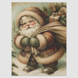 Retro Santa Claus mit Geschenken Dekoupage Seidenpapier