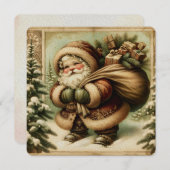 Retro Santa Claus mit Geschenken Einladung (Vorne/Hinten)