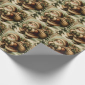 Retro Santa Claus mit Geschenken Geschenkpapier (Ecke)