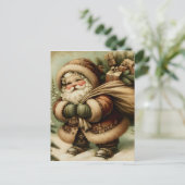 Retro Santa Claus mit Geschenken Postkarte (Stehend Vorderseite)