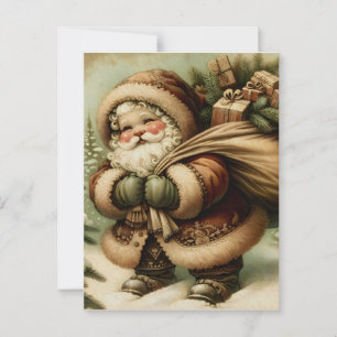Retro Santa Claus mit Geschenken Postkarte