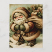 Retro Santa Claus mit Geschenken Postkarte (Vorderseite)