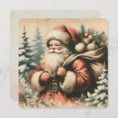 Retro Santa Claus mit Ornamenten Einladung (Vorne/Hinten)