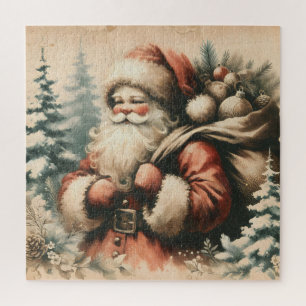 Retro Santa Claus mit Ornamenten Puzzle