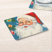 Retro Santa Claus mit Weihnachtsschmuck Untersetze Rechteckiger Pappuntersetzer (angewinkelt)