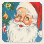 Retro Santa Claus mit Weihnachtsschmuck Untersetze Rechteckiger Pappuntersetzer (Vorderseite)
