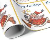 Retro Santa Claus Moon und Sterne Weihnachten Geschenkpapier (Rolleneckpunkt)