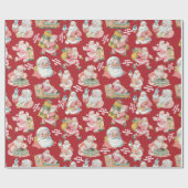 Retro Santa Claus Packpapier in Rot (Flach)