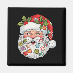 Retro Santa Claus Patchwork Frohe Weihnachten Weih Magnet