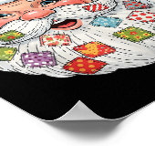 Retro Santa Claus Patchwork Frohe Weihnachten Weih Poster (Ecke)