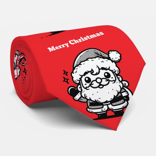 Retro Santa Claus Pattern Krawatte (Gerollt)