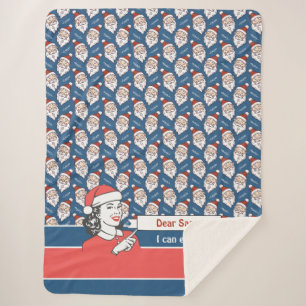 Retro Santa Claus Red White und Blue Christmas Sherpadecke