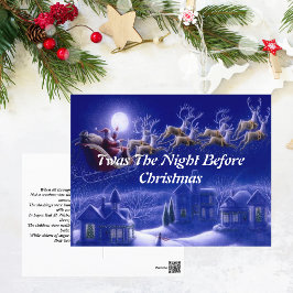 Retro Santa Claus Reindeer Blue Moon Card Postkarte