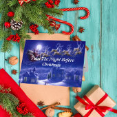 Retro Santa Claus Reindeer Blue Moon Karte