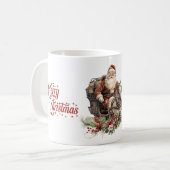 Retro Santa Claus reiten Pferde und heilige Beeren Kaffeetasse (Vorderseite Links)